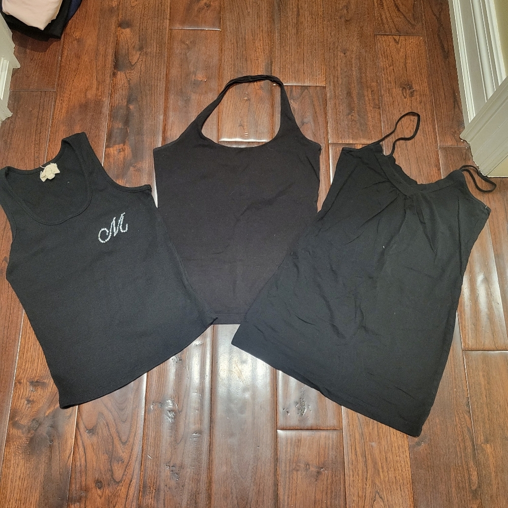 Y2K Vintage Set of Three Black Tank Tops